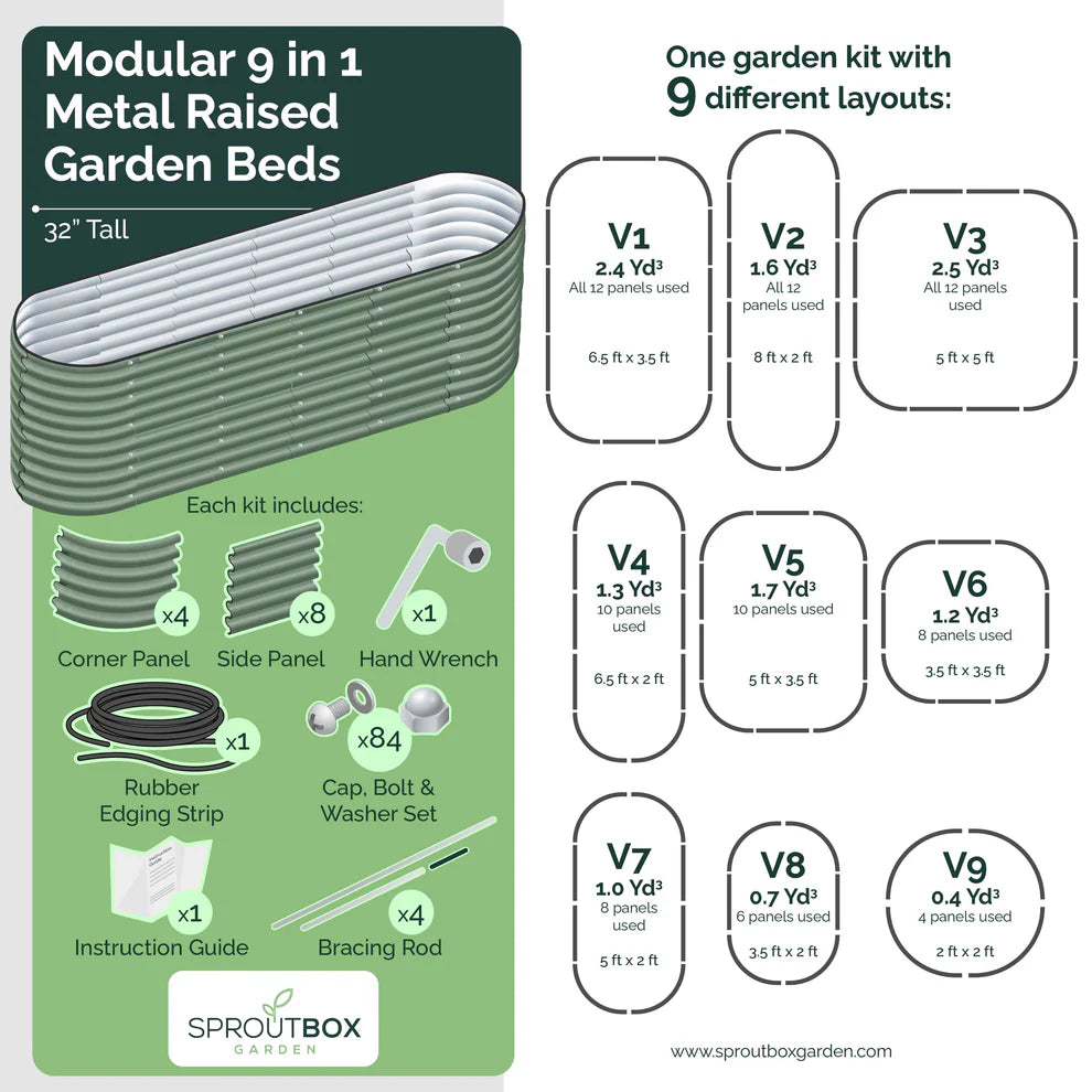 Sproutbox 32" Tall Modular 9 in 1 Raised Garden Bed