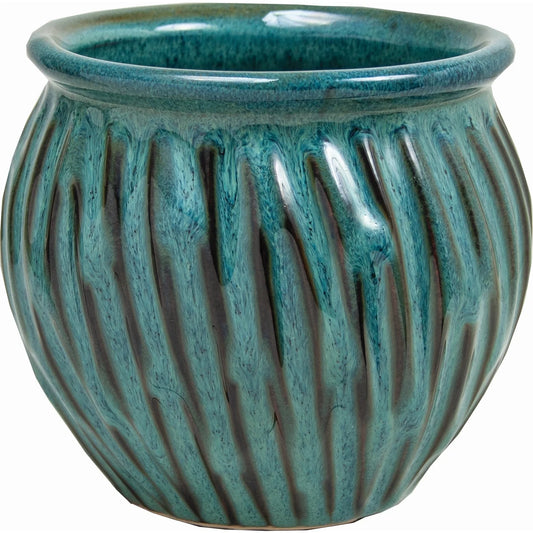 Blue Glaze Ceramic Urn  4" Pot
