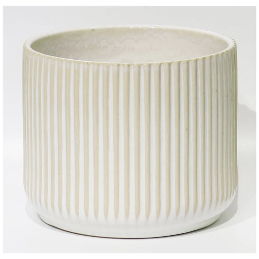 Cream & White Striped 6" Pot
