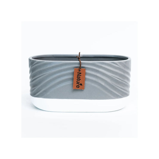 Nature Grey and White Oblong Pot