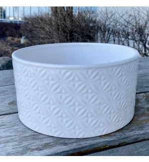 Shiny White Patterned 6 x 3.5" Pot