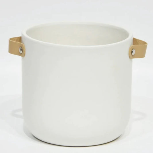Matte White with Handles Planter 4"