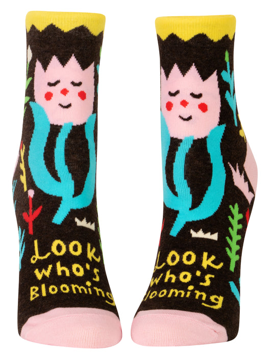 Look Who's Blooming Women's Ankle  Blue Q