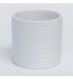 Shiny White Dotted Stripes 3" Pot