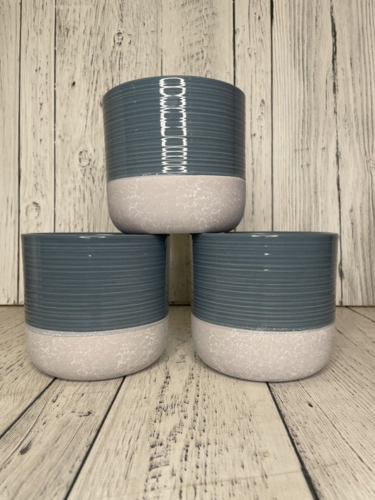 Grey & Blue  4" Pot