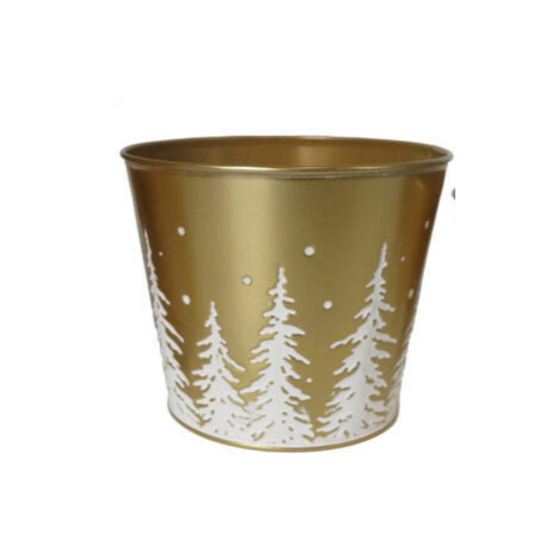 Christmas Gold Metal Pot Large