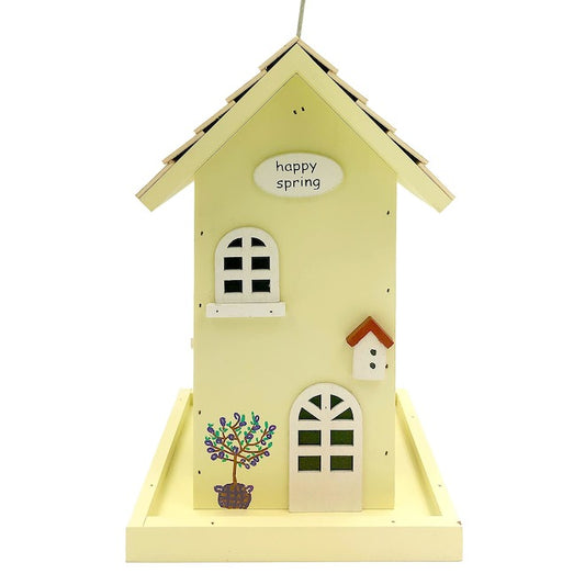 Birdhouse/Birdfeeder Happy Spring Ivory