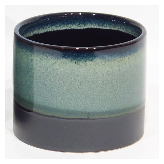 Teal Blue and Black 6" Pot