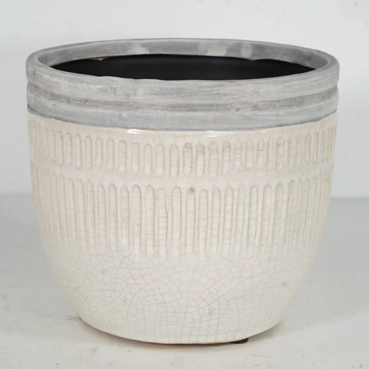 Grey Rim Ceramic Pot 6.7"