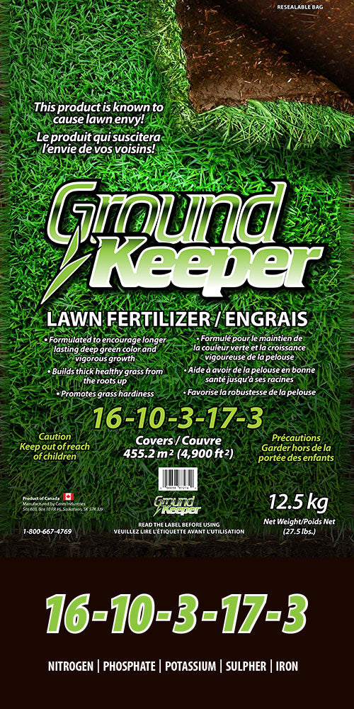 GroundKeeper Lawn Fertilizer 16-10-3-17-3 12.5kg