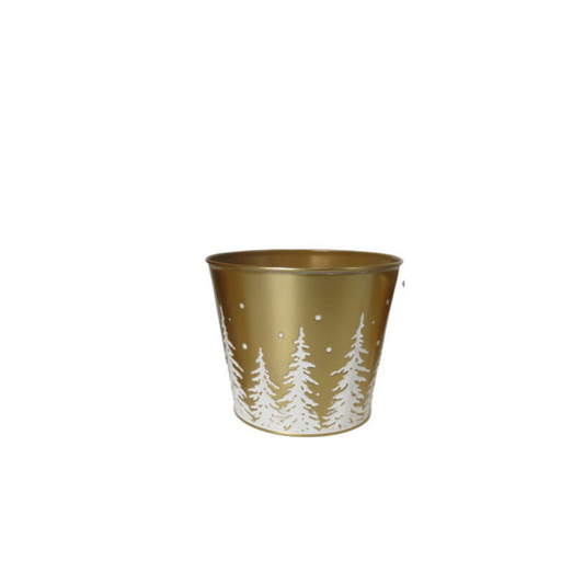 Christmas Gold Metal Pot Small