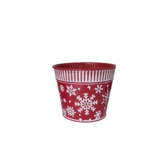 Christmas Red Metal Pot Small