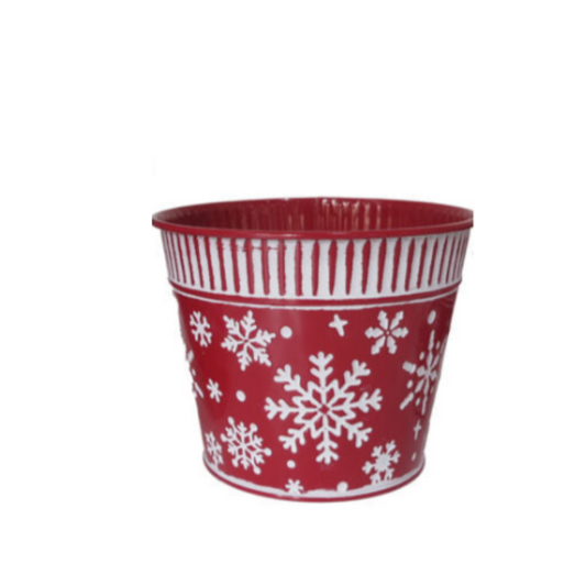 Christmas Red Metal Pot Medium