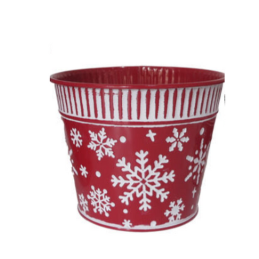 Christmas Red Metal Pot Large