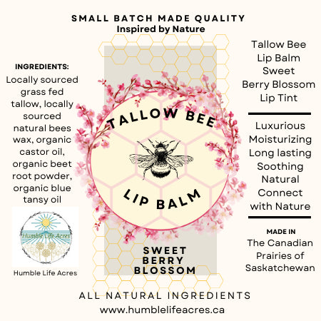 Tallow Bee Lip Balm Berry Blossom