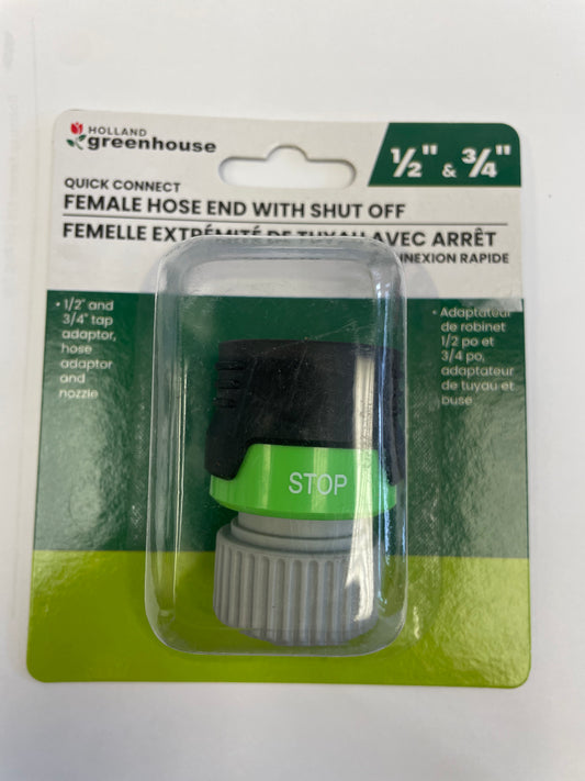 Quick Connect Female End with Shut Off 1/2” & 3/4”