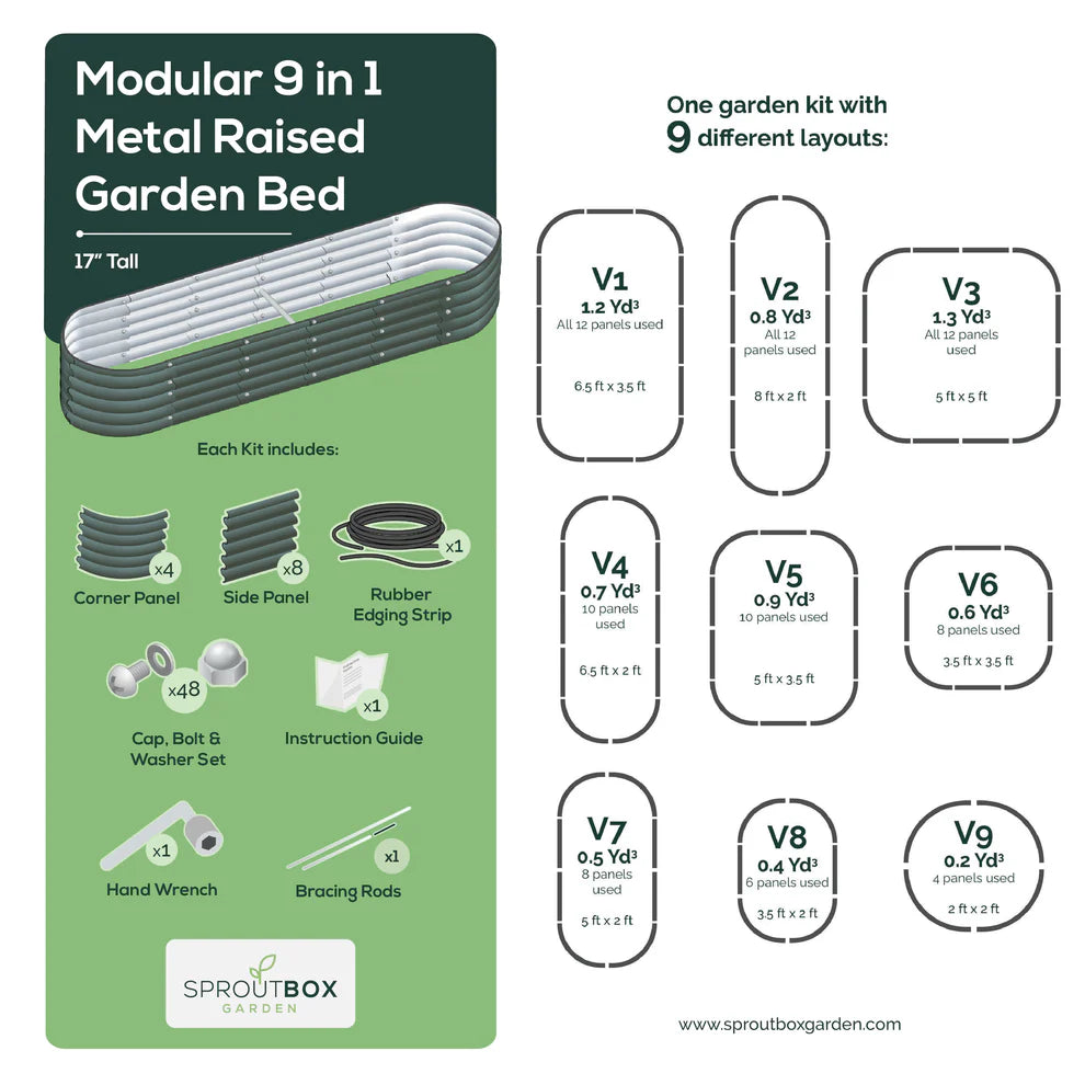 Sproutbox 17" Tall Modular 9 in 1 Raised Garden Bed