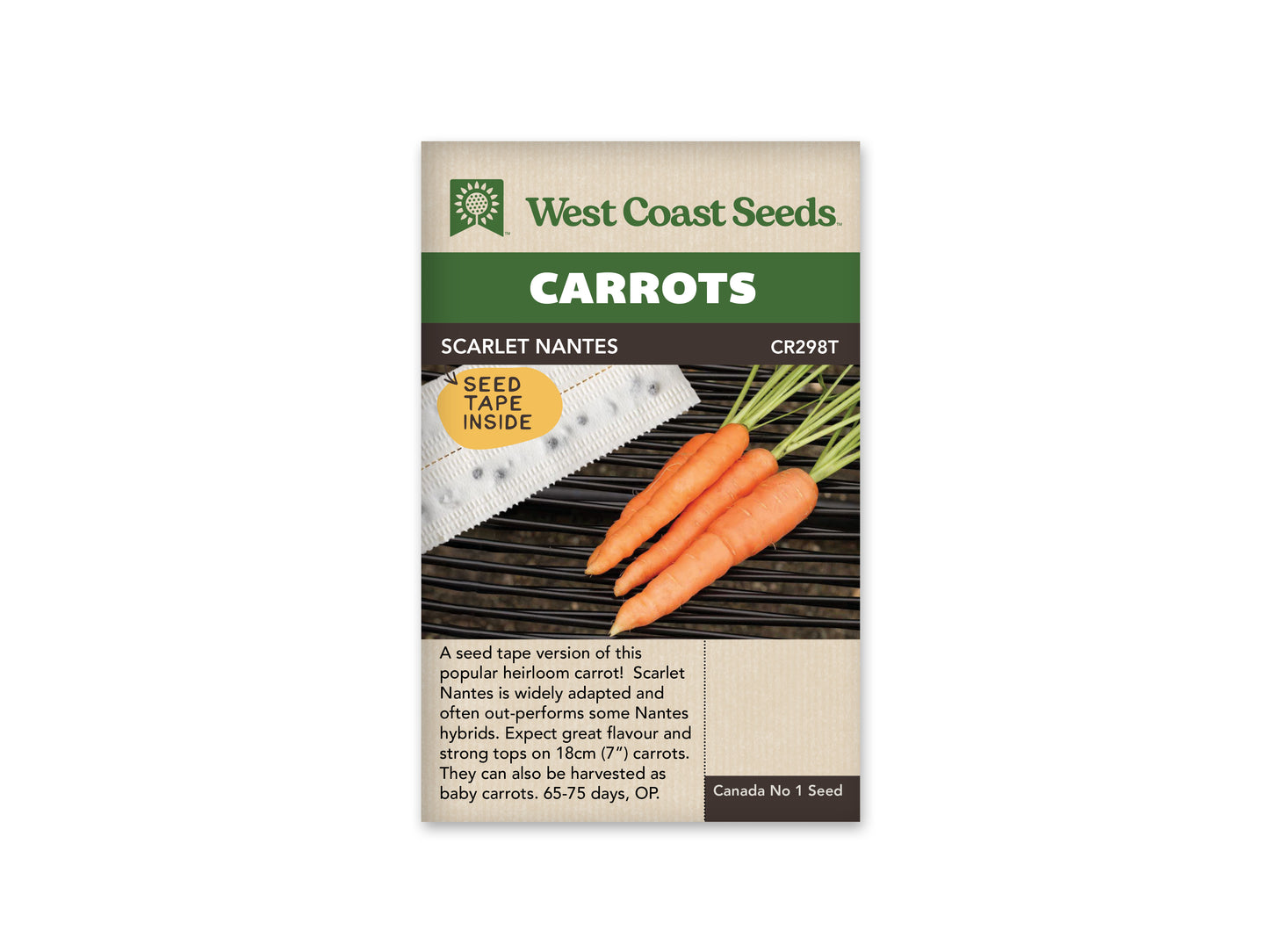 Carrots Scarlet Nantes Seed Tape WCS Seed