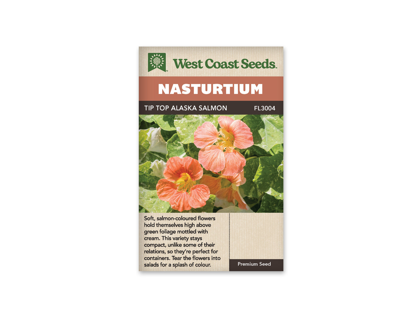 Nasturtiums Tip Top Alaska Salmon WCS Seeds