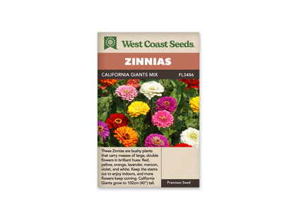 Zinnia California Giants Mix WCS Seeds