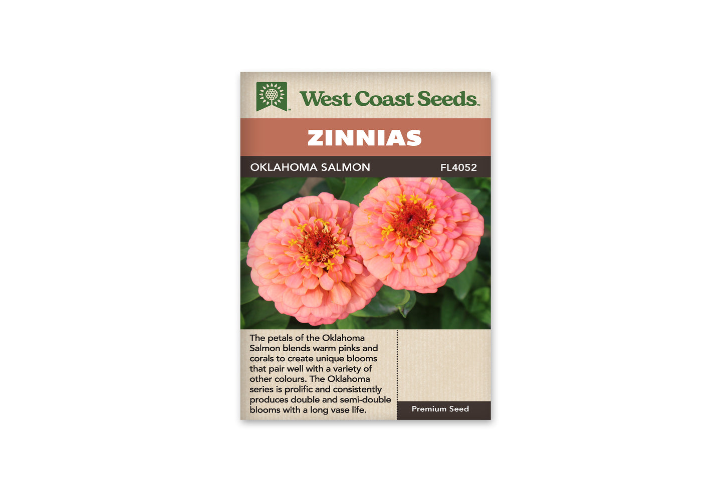 Zinnias Oklahoma Salmon WCS Seeds