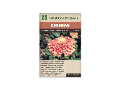 Zinnia Benary's Giant Salmon Rose WCS Seeds
