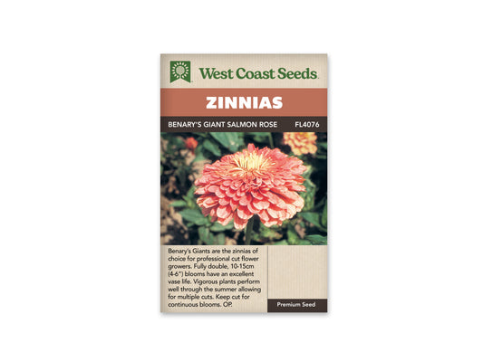 Zinnia Benary's Giant Salmon Rose WCS Seeds