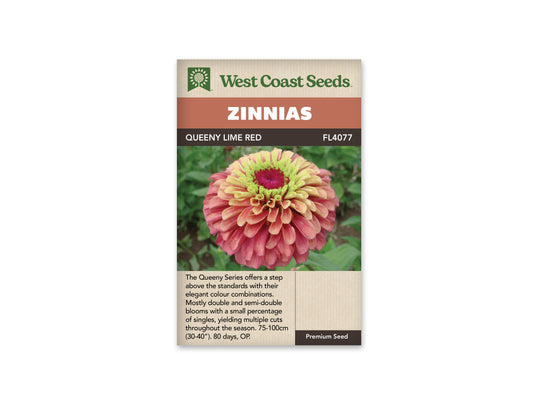 Zinnias Queeny Lime Red WCS Seeds