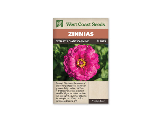 Zinnia Benary's Giant Carmine WCS Seeds