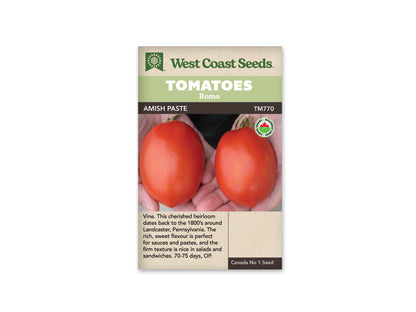 Tomatoes Amish Paste Roma Organic WCS Seeds