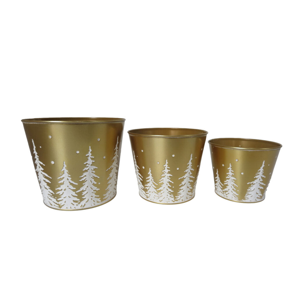 Christmas Gold Metal Pot Medium