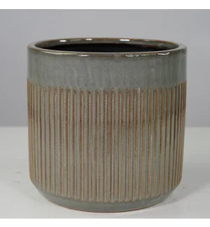 Mocha Glazed Ribbed 4" Pot