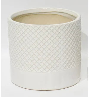 White Criss Cross 6" Pot