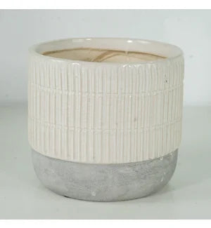 White Sandy Ceramic Round 6" Pot