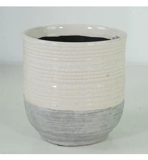 White Ceramic Round 6" Pot