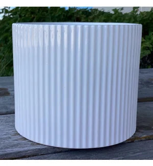 White Ribbed Glazed 6" Pot