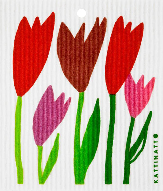 Tulips Red and Purple Dish Cloth