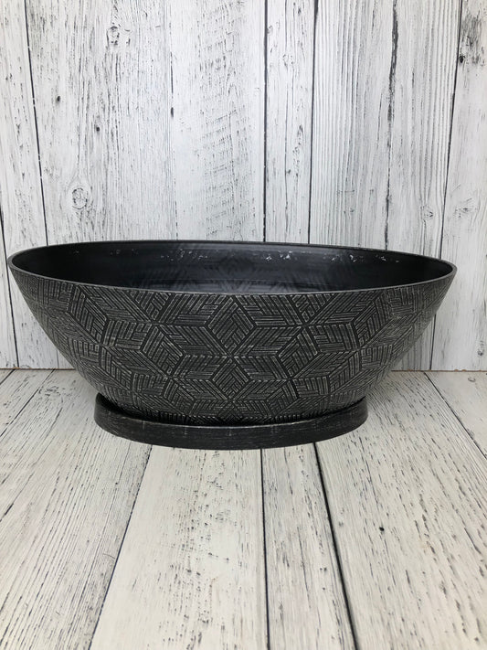 Planter Black/Silver Oval Planter