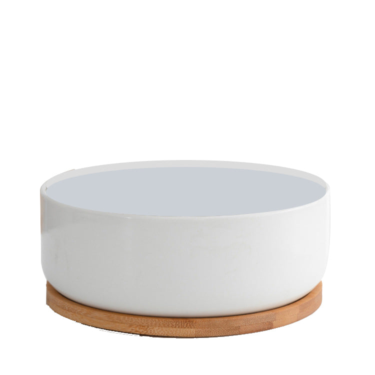 Round Ceraminc Planter with Bamboo Base