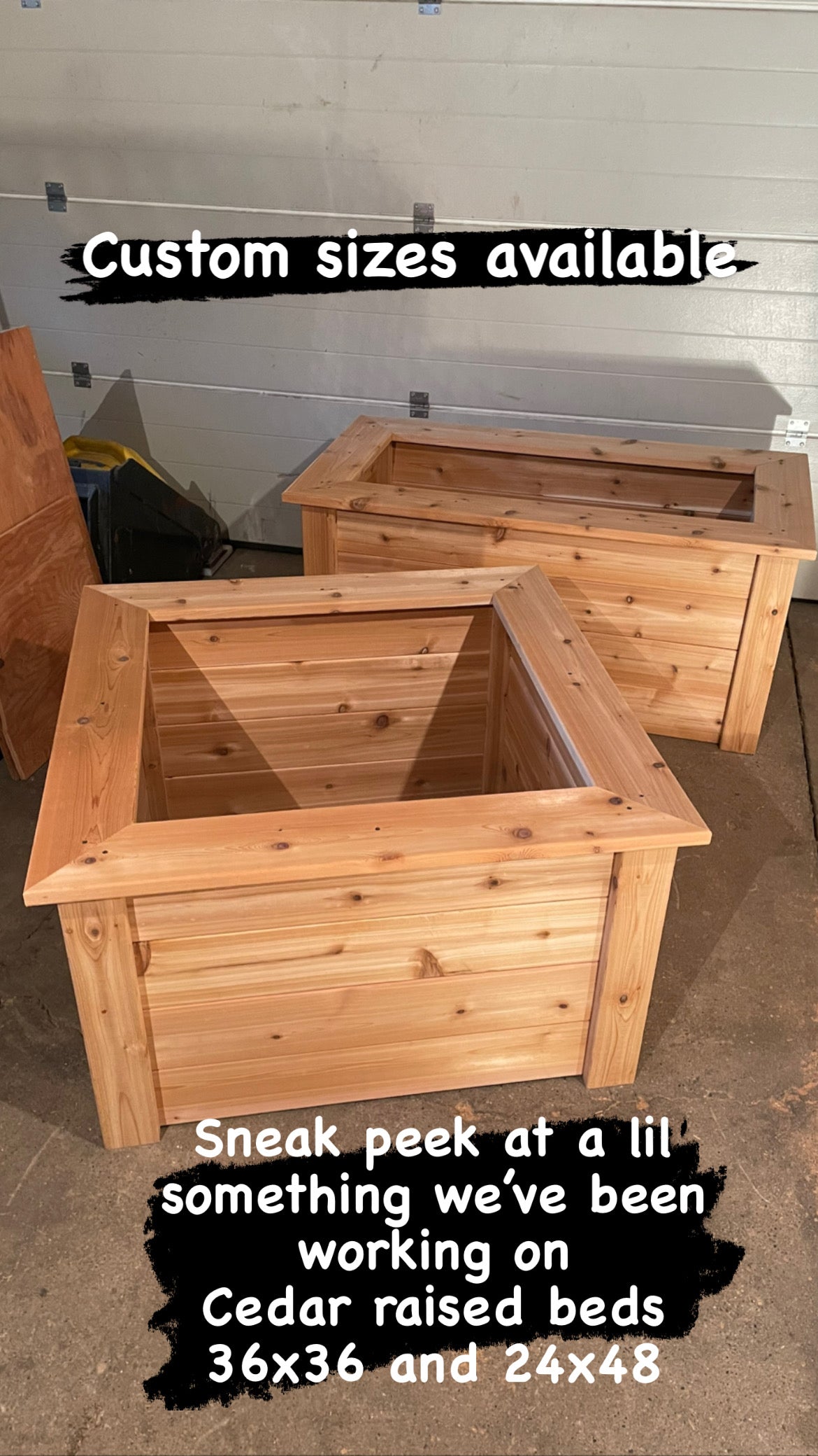 Raised Cedar Garden Beds 36x36x23